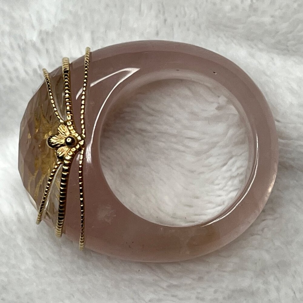 Elizabeth Adams Collectio Rose Quartz & Gold-Tone Statement size 10 14Kt Gold - Picture 9 of 10